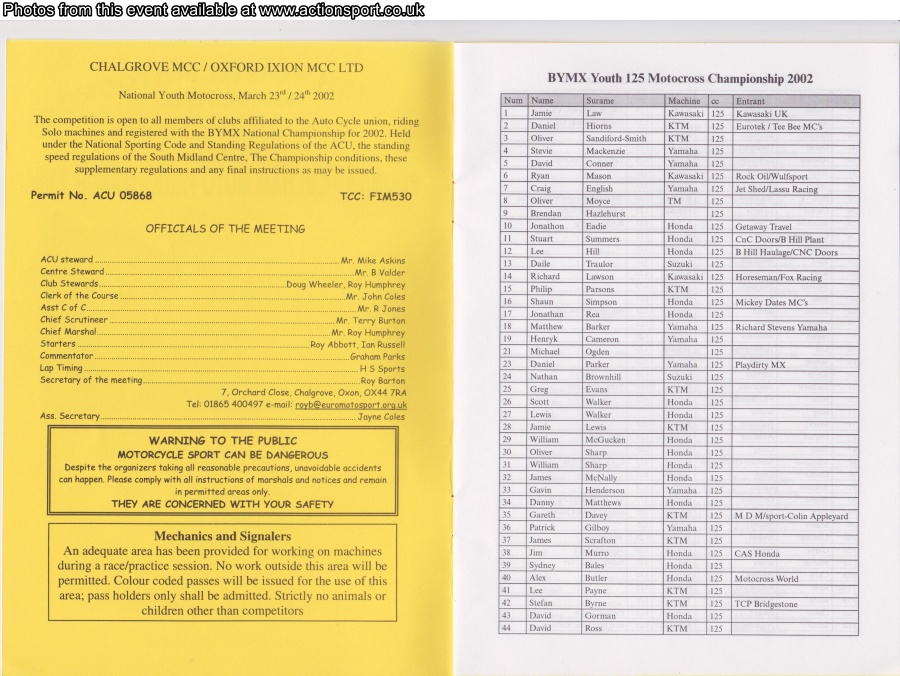 Event programme page