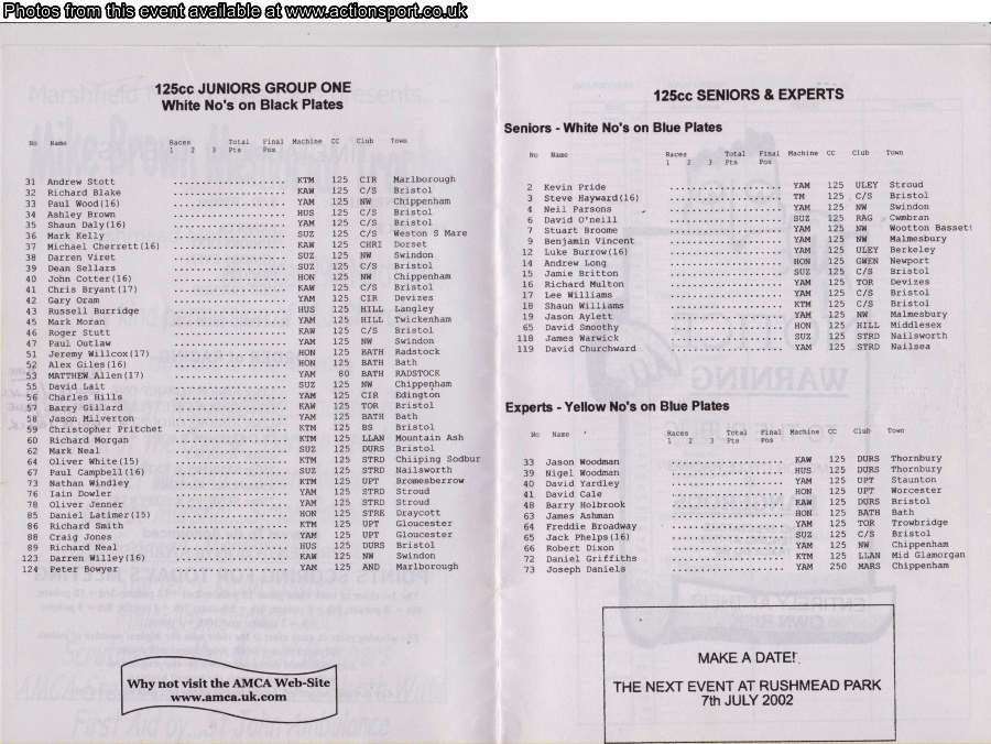 Event programme page