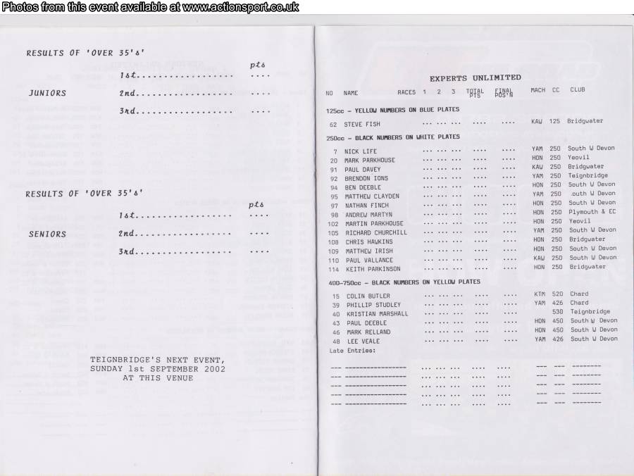 Event programme page