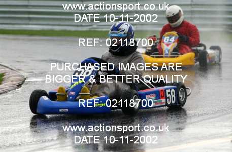 Photo: 02118700 ActionSport Photography 10/11/2002 Clay Pigeon Kart Club  _1_SeniorRotax #58