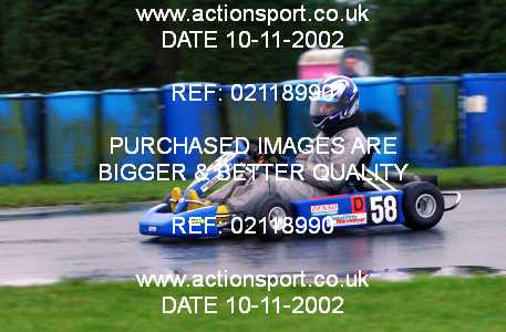 Photo: 02118990 ActionSport Photography 10/11/2002 Clay Pigeon Kart Club  _1_SeniorRotax #58