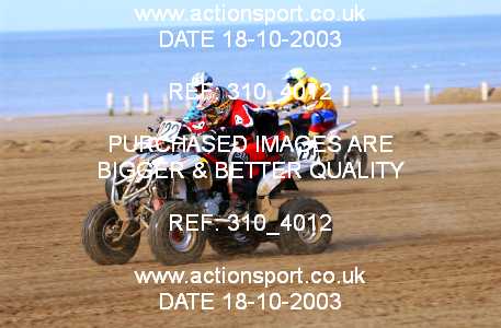 Photo: 310_4012 ActionSport Photography 18,19/10/2003 Weston Beach Race  _1_QuadsAndSidecars #222