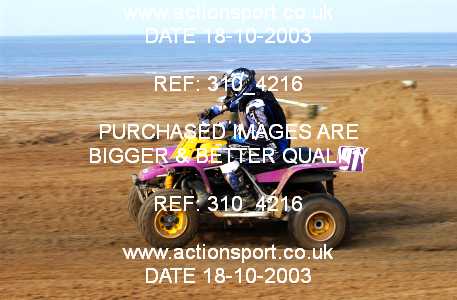 Photo: 310_4216 ActionSport Photography 18,19/10/2003 Weston Beach Race  _1_QuadsAndSidecars #91