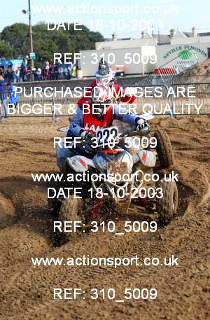 Photo: 310_5009 ActionSport Photography 18,19/10/2003 Weston Beach Race  _1_QuadsAndSidecars #222
